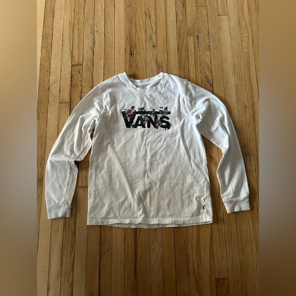 Vans White Long Sleeve Tee for Kids
